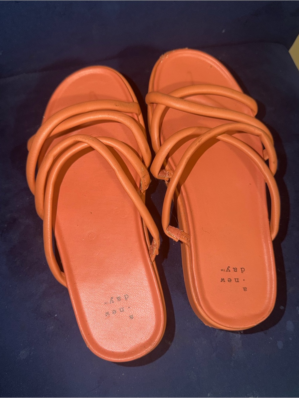Orange Strappy Slide Sandals for Women